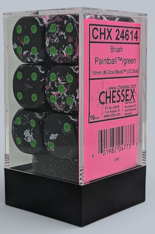 Chessex 12d6 Brush Paintball/Green