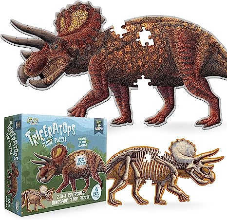 Puzzle Kids Dinosaur 100 Piece Triceratops Floor Puzzle