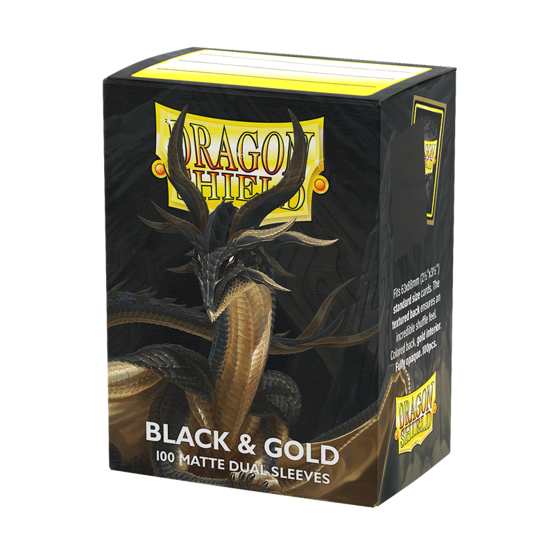 Dragon Shield Sleeves: Matte Dual Black & Gold