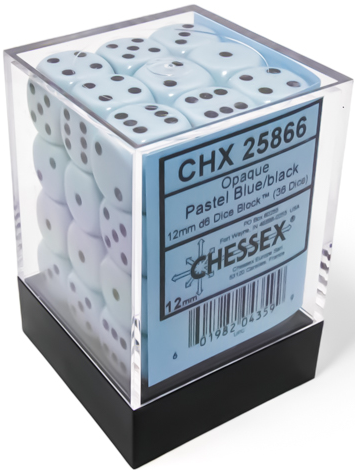 Chessex  36d6 Opaque Pastel Blue/Black