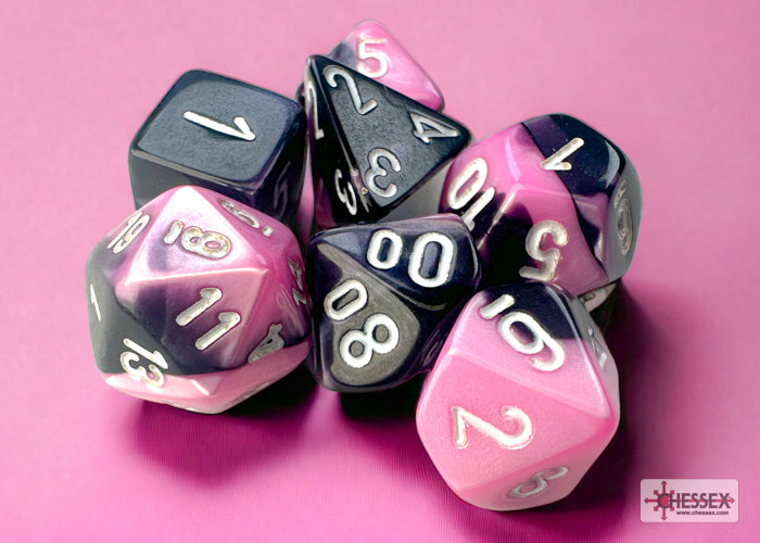 Chessex Poly Mini Gemini Black-Pink/White