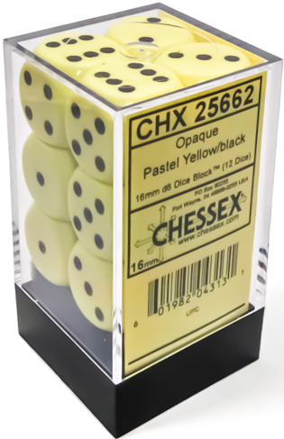Chessex  12d6 Opaque Pastel Yellow/Black