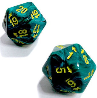 Chessex Vortex Count Up & Down D20 Malachite/Yellow