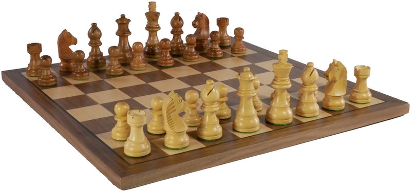 Chess Set  - 14" Walnut/Maple, German Wooden