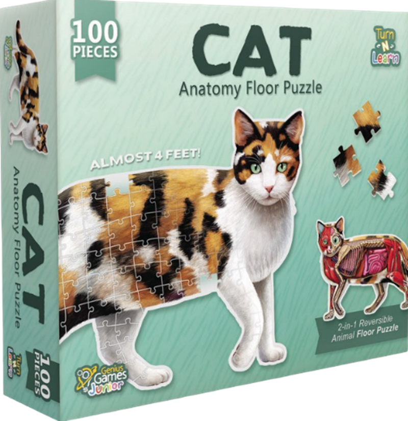Puzzle Turn N Learn Double Sided 100 Piece Anatomy Puzzle - Cat