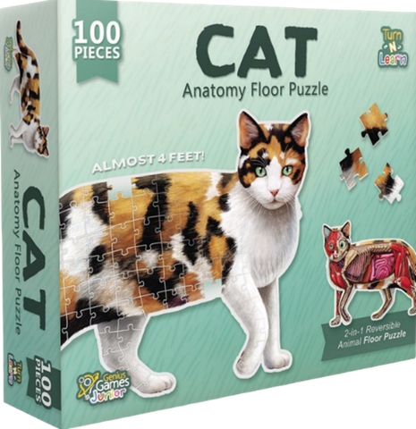 Puzzle Turn N Learn Double Sided 100 Piece Anatomy Puzzle - Cat
