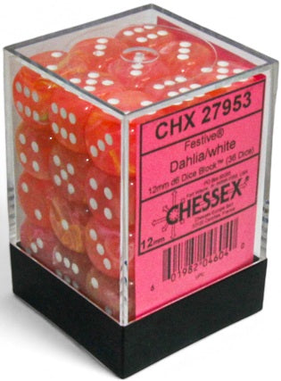 Chessex 36d6 Festive Dahlia/White Luminary
