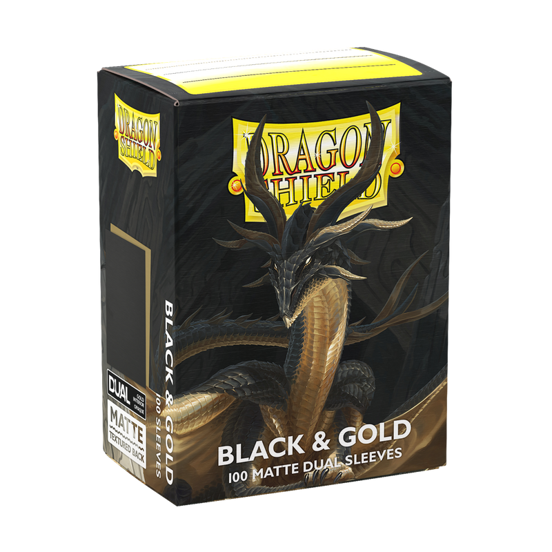 Dragon Shield Sleeves: Matte Dual Black & Gold
