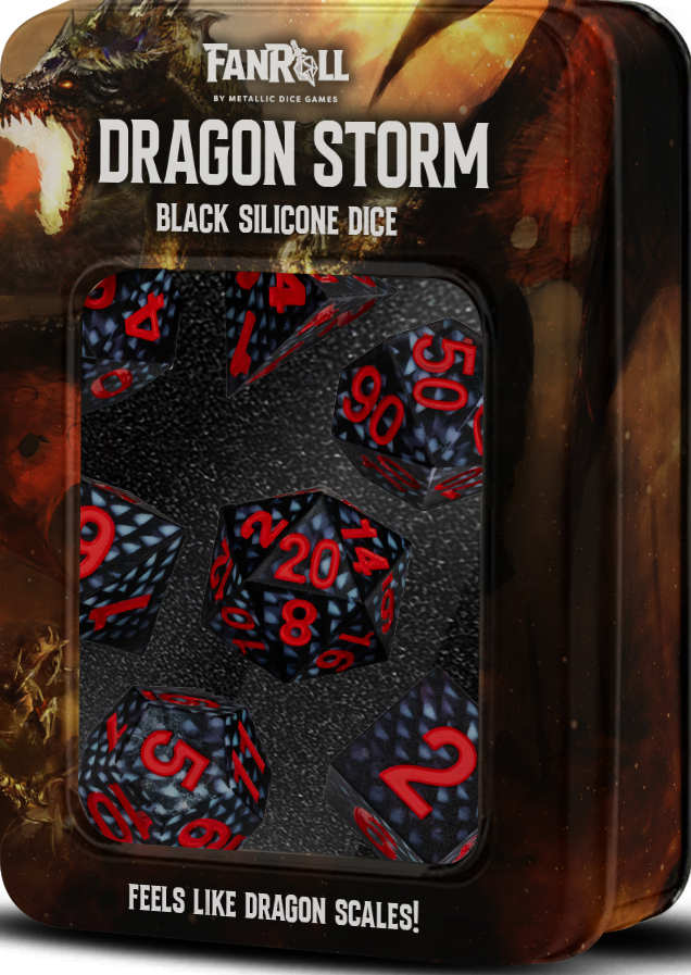 Liquid 7 Dice Set Dragon Storm Black Scales