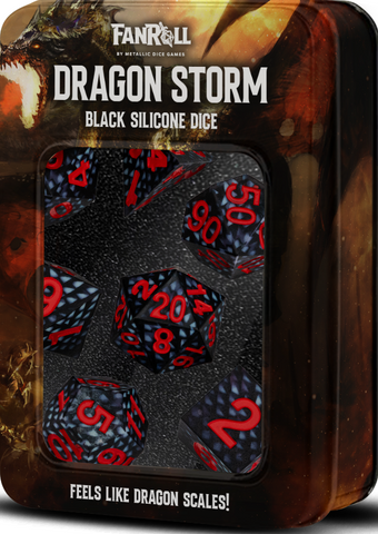 Fanroll Dice Silicone Dice Set Dragon Storm Black Scales