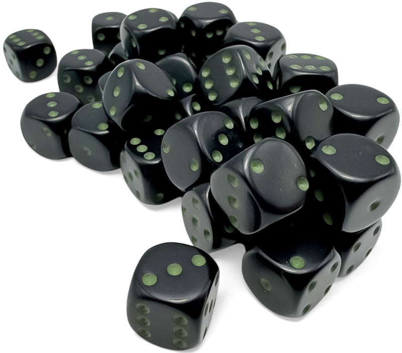 Chessex 36d6 Opaque Black/Green