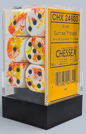 Chessex 12d6 Brush Sunrise/Black