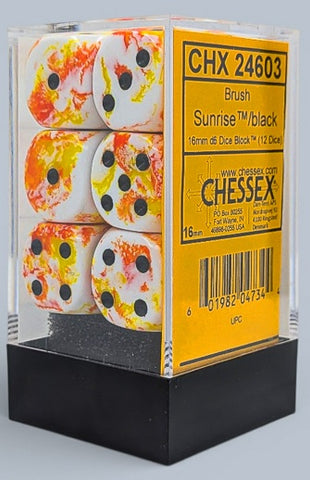 Chessex 12d6 Brush Sunrise/Black