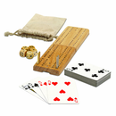 Crib Board Travel 2-Track Wood with Metal Pegs, Dice, and Cards