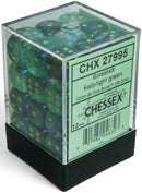 Chessex  36d6 Borealis Kelp / Light Green Luminary