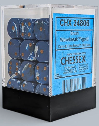 Chessex 36d6 Brush Wavebreak/Gold