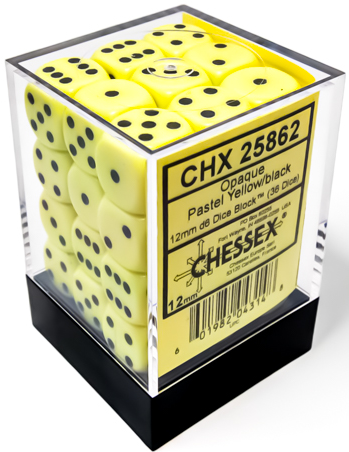 Chessex  36d6 Opaque Pastel Yellow/Black