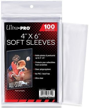 Ultra PRO Sleeves:  4" x 6" Soft Sleeves (100)