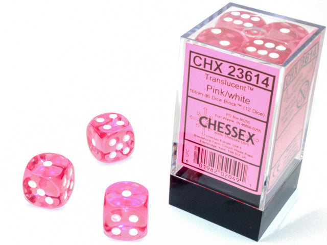 Chessex 12d6 Translucent Pink/White