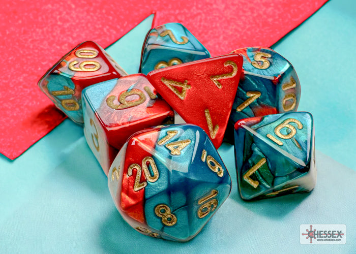 Chessex Poly Mini Gemini Red-Teal/Gold