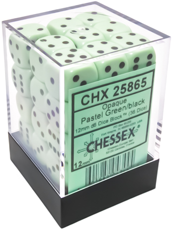 Chessex  36d6 Opaque Pastel Green/Black
