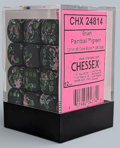 Chessex 36d6 Brush Paintball/Green