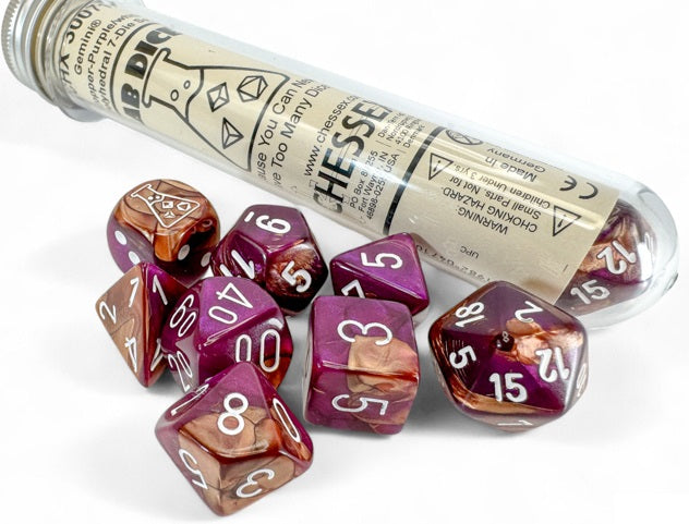 Chessex Poly Gemini Copper-Purple / White (Lab Release)