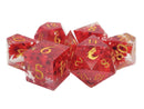 Old School Dice: Sharp Edged Poly Dice Set - Red Flower