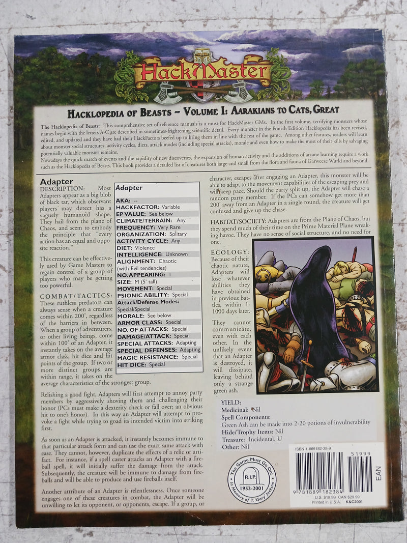 Hackmaster Map Used - RPG Hackmaster Hacklopedia of Beasts Volume I