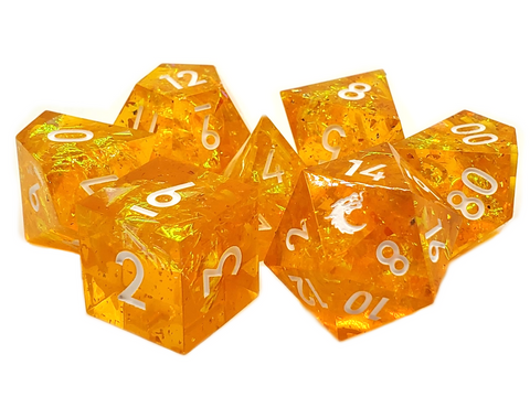 Old School Dice: Sharp Edged Poly Dice Set - Lemon Tree