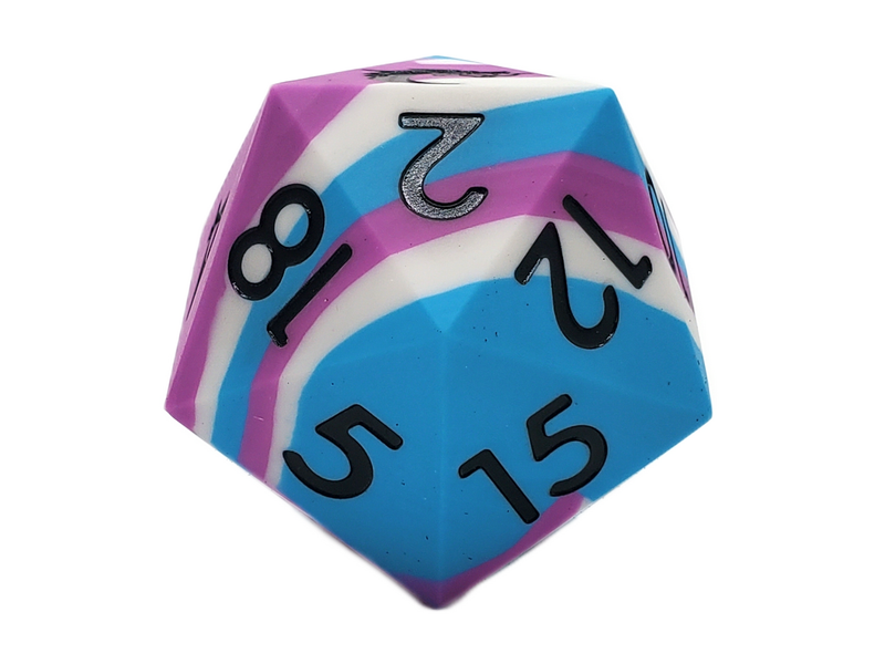 Old School Dice: Silicone 50mm D20 - Blue, White & Lilac
