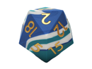 Old School Dice: Silicone 50mm D20 - Blue, White & Teal