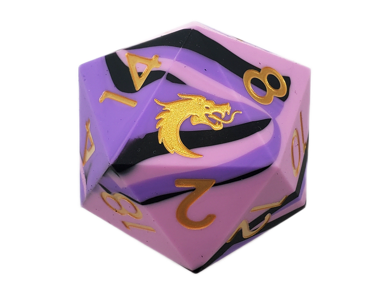 Old School Dice: Silicone 50mm D20 - Purple, Pink & Black