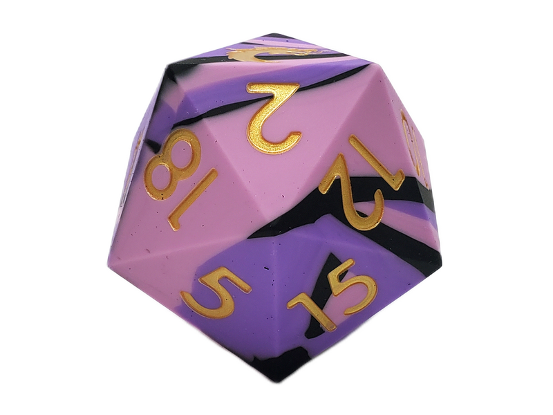 Old School Dice: Silicone 50mm D20 - Purple, Pink & Black