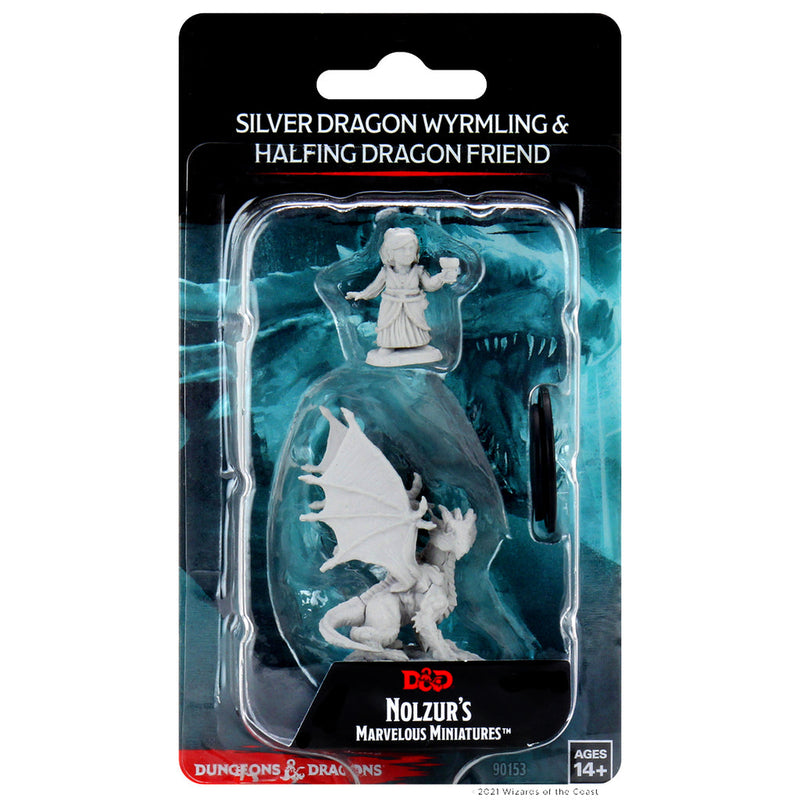 Wizkids Minis D&D 90153 Silver Dragon Wyrmling & Halfling Friend