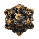 Old School Dice: Hollow Metal D20 Spindown - Skull Ancient Gold