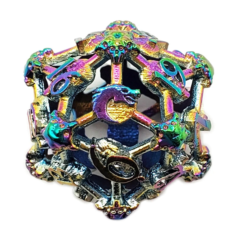 Old School Dice: Hollow Metal D20 Spindown - Skull Spectral