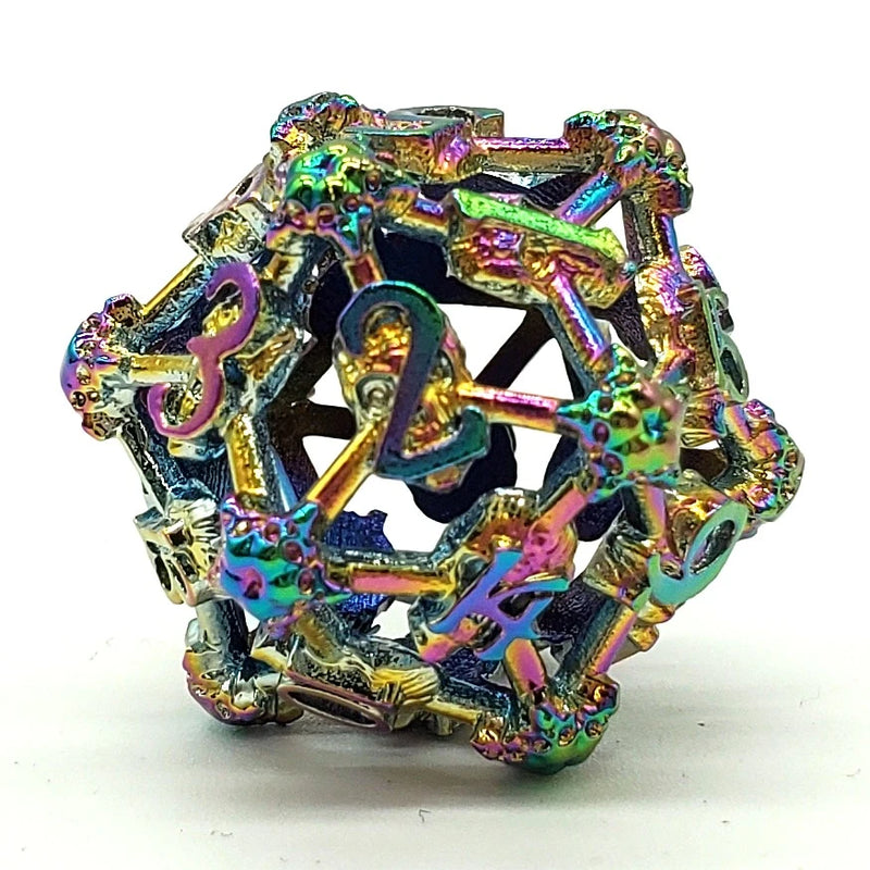 Old School Dice: Hollow Metal D20 Spindown - Skull Spectral