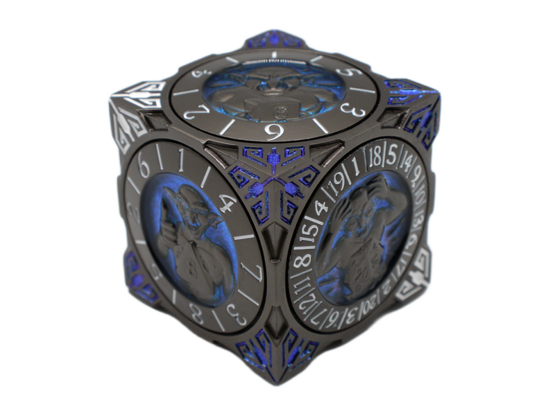 Old School Dice: 7 in 1 Dice Spinner: Dice Goblin - Matte Black with Blue