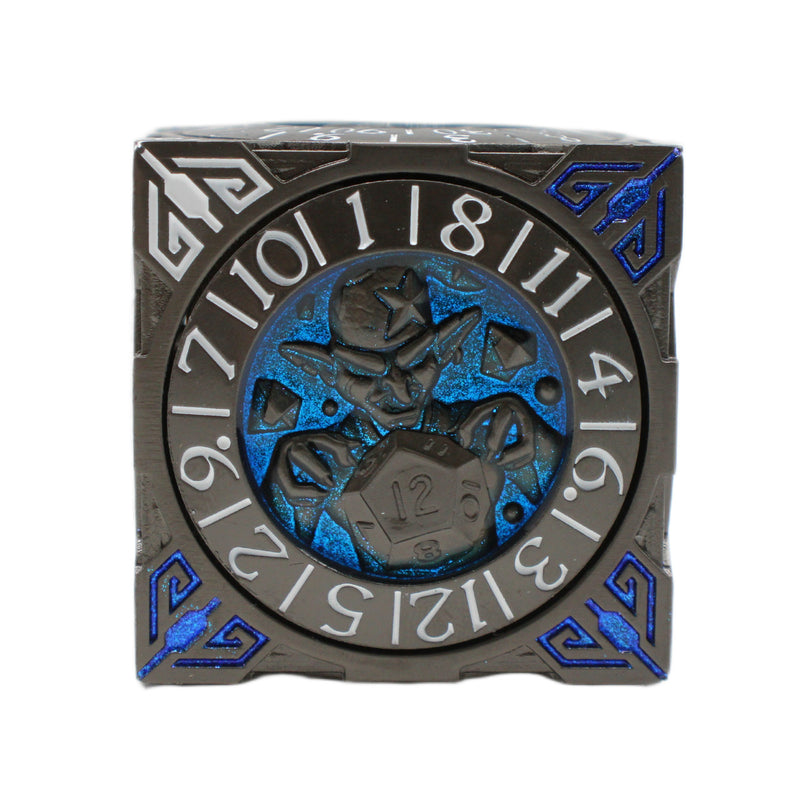 Old School Dice: 7 in 1 Dice Spinner: Dice Goblin - Matte Black with Blue