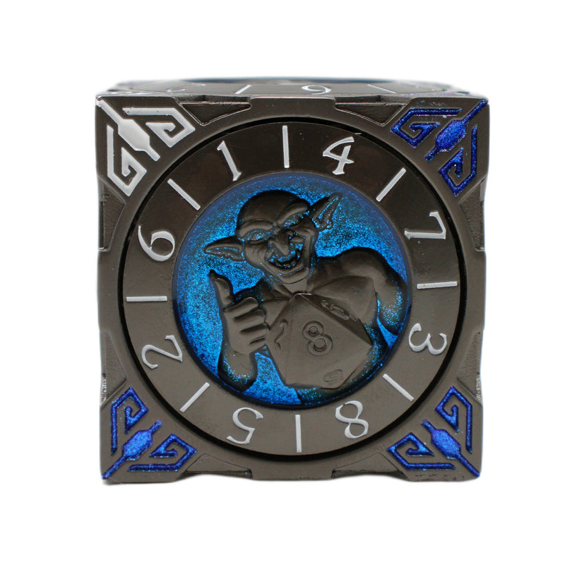 Old School Dice: 7 in 1 Dice Spinner: Dice Goblin - Matte Black with Blue