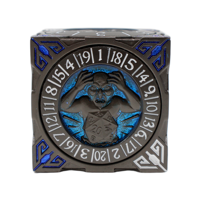 Old School Dice: 7 in 1 Dice Spinner: Dice Goblin - Matte Black with Blue