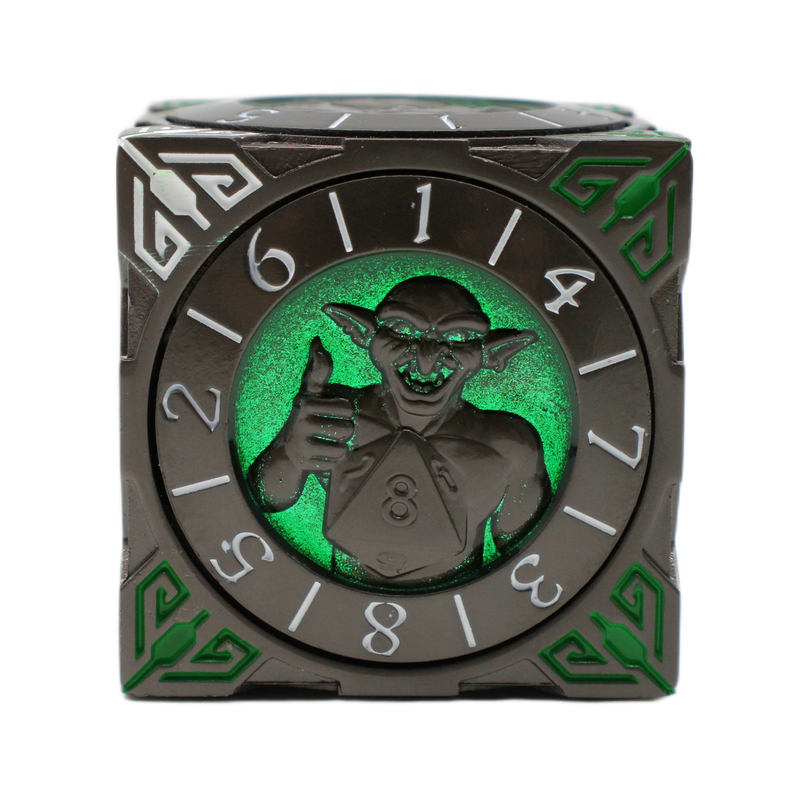 Old School Dice: 7 in 1 Dice Spinner: Dice Goblin - Matte Black with Green