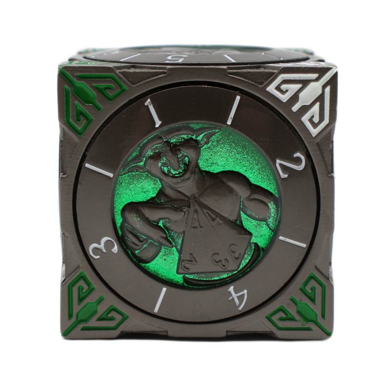 Old School Dice: 7 in 1 Dice Spinner: Dice Goblin - Matte Black with Green