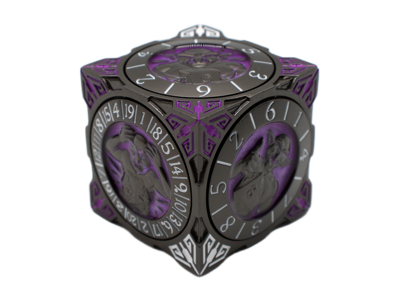 Old School Dice: 7 in 1 Dice Spinner: Dice Goblin - Matte Black with Purple