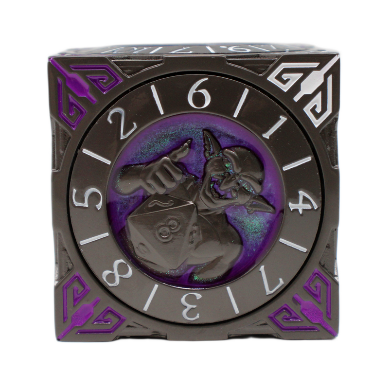 Old School Dice: 7 in 1 Dice Spinner: Dice Goblin - Matte Black with Purple