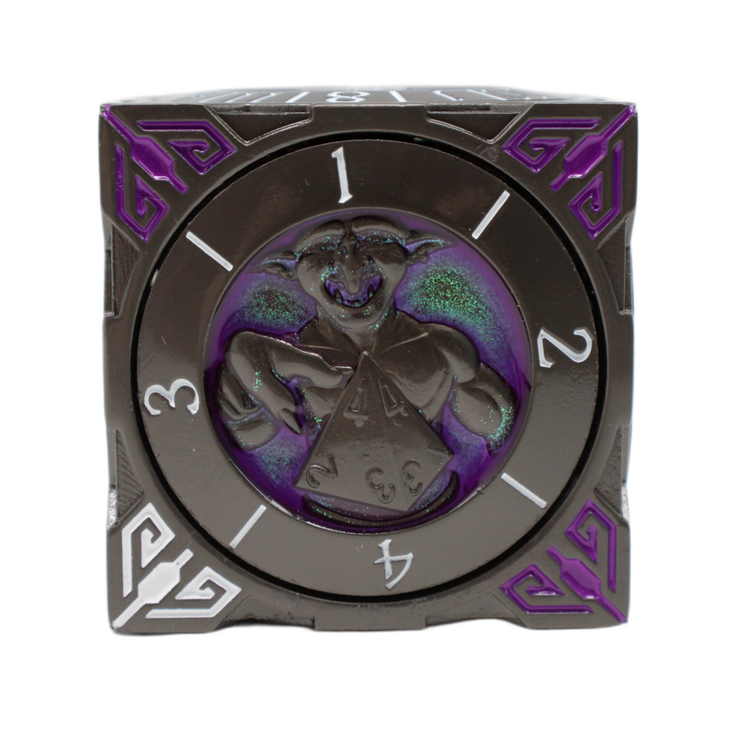 Old School Dice: 7 in 1 Dice Spinner: Dice Goblin - Matte Black with Purple