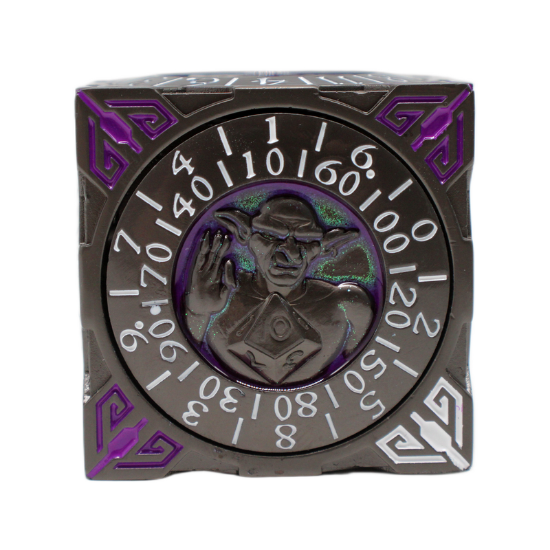 Old School Dice: 7 in 1 Dice Spinner: Dice Goblin - Matte Black with Purple