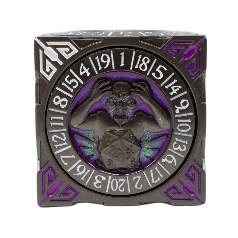 Old School Dice: 7 in 1 Dice Spinner: Dice Goblin - Matte Black with Purple