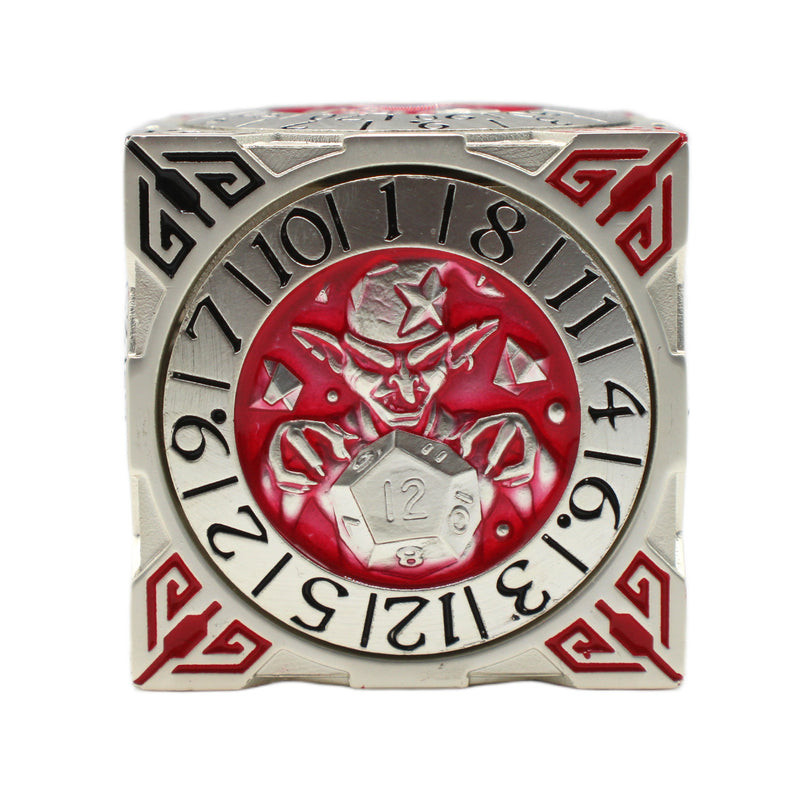 Old School Dice: 7 in 1 Dice Spinner: Dice Goblin - Silver with Red